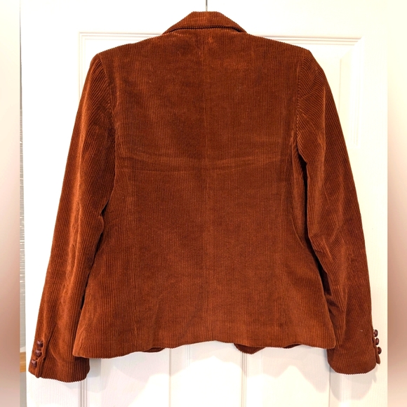 SILVER UNICORN Silver Corduroy Burnt Orange Button Y2K Blazer Jacket Size 7 - Picture 2 of 5